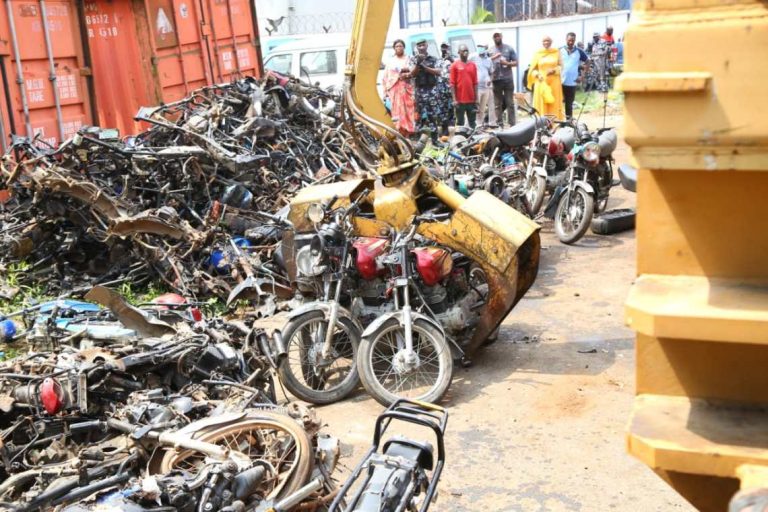 Lagos government crushes motorcycles